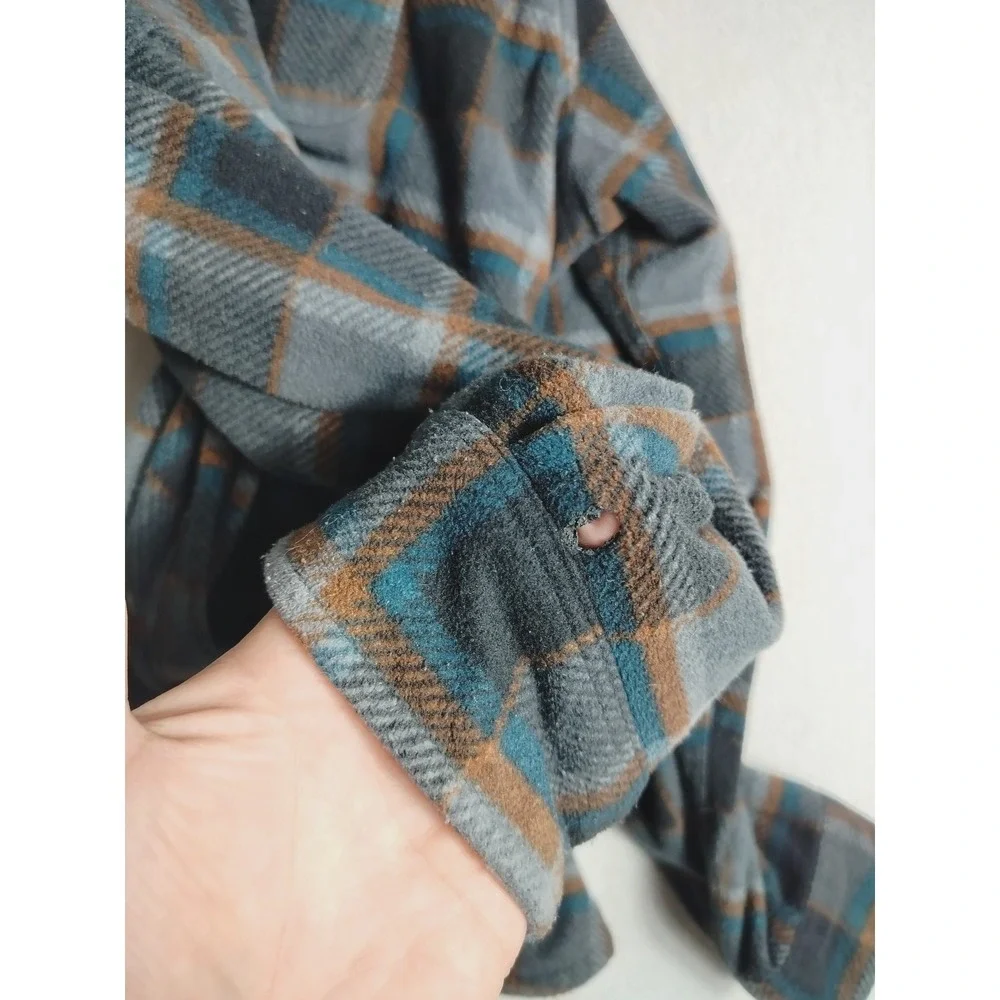 O'Neill Shirt Mens 2XL Gray Plaid Superfleece Snap Front Fleece Casual Outdoor